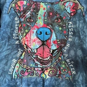 Men's XL The Mountain Multicolor Bull Dog Art T-Shirt Tye dyed Lover Not Fighter
